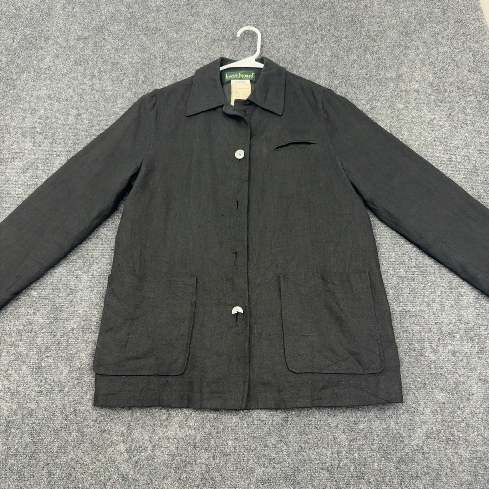 Harve Benard Jacket Womens 8 Black Linen Lightweight Professional Classic Style